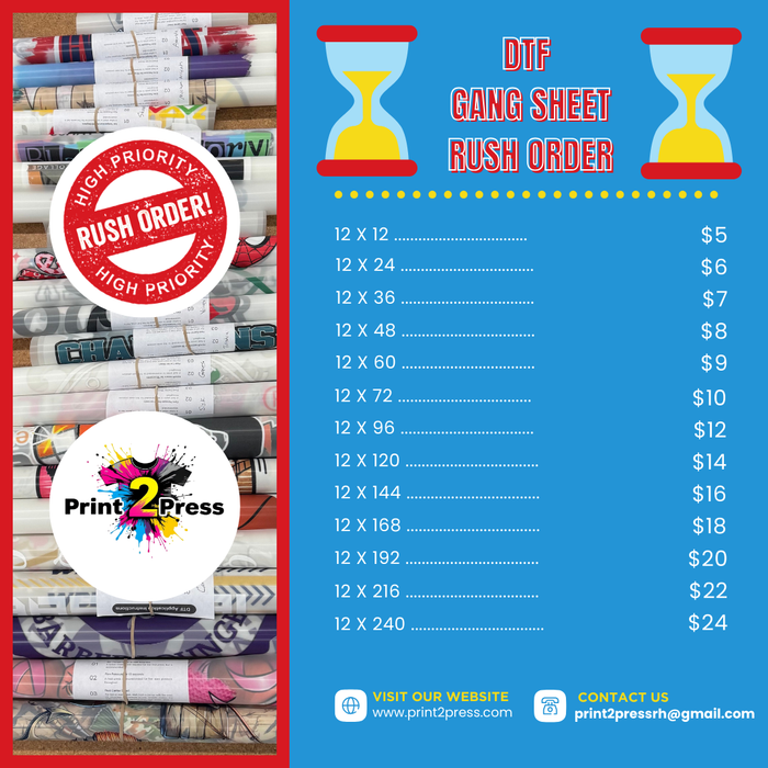 Rush Fees for DTF Prints